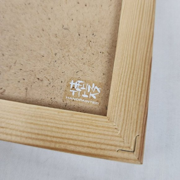 Helina Tilk Hand Painted Tile Trivet Snow Birds Berries Red Breasted Blue Sky - Picture 4 of 8